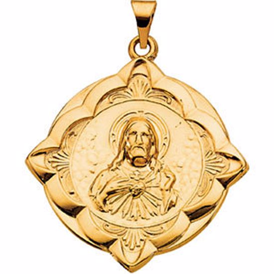R16965:130594:P 14kt Yellow 31x31mm Sacred Heart Medal