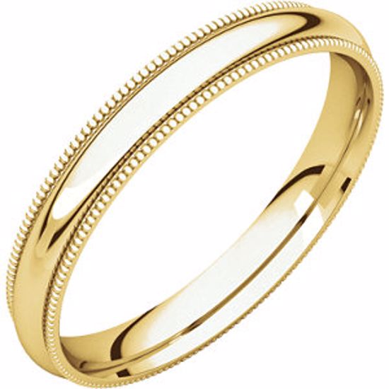 MGR10:143703:P 10kt Yellow 3mm Milgrain Comfort Fit Band