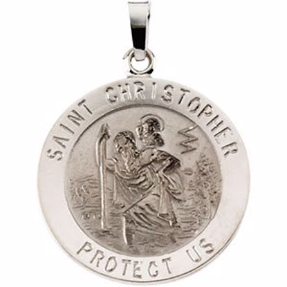 R5024:144033:P 14kt White 20mm St. Christopher Medal