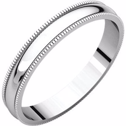 MGL13:145444:P 10kt White 3mm Light Milgrain Band