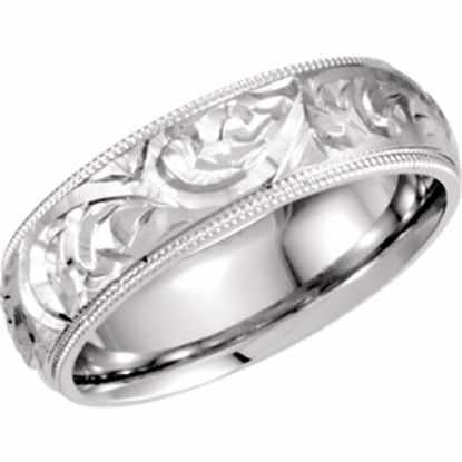 50068:145044:P Platinum 6mm Hand Engraved Band Size 9