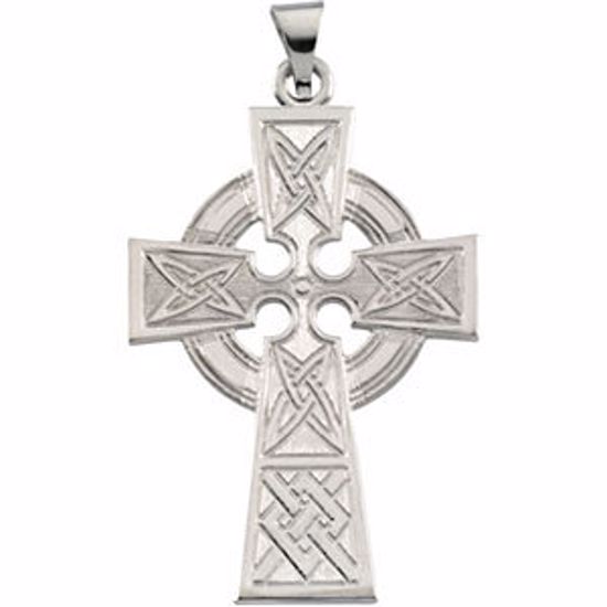 R16012:178404:P 14kt White Celtic Cross with Packaging