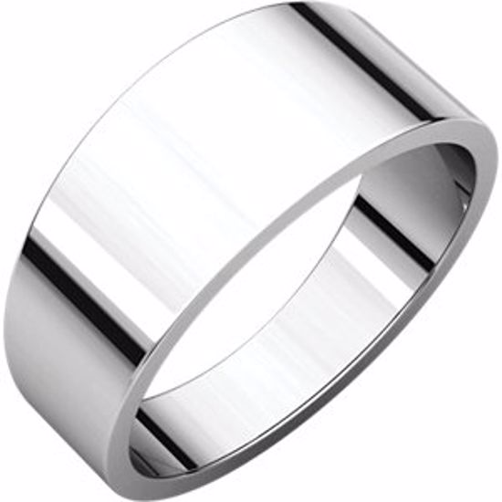 FT9:146652:P 14kt White 8mm Flat Tapered Band