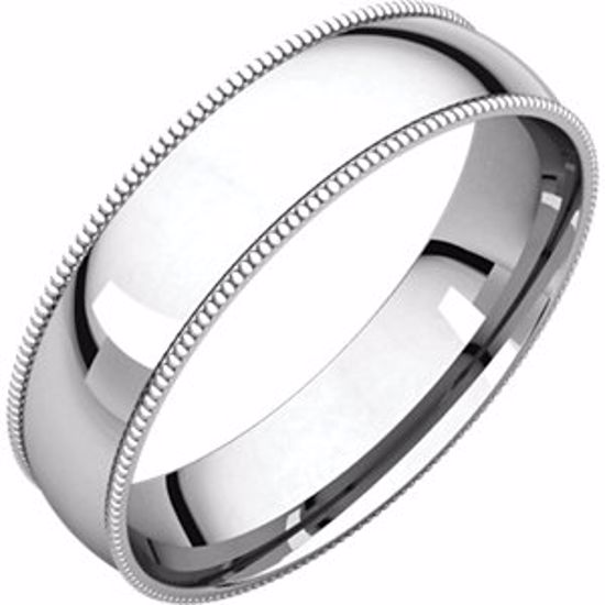 MGRL7:145559:P 10kt White 5mm Light Comfort Fit Milgrain Band 