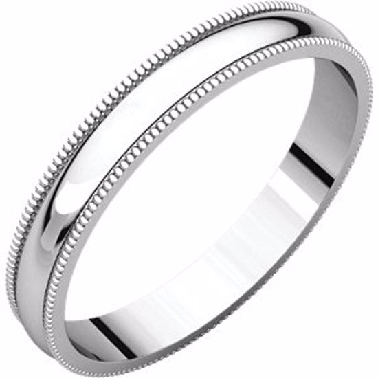 MGL4:145456:P 10kt White 3mm Light Milgrain Band