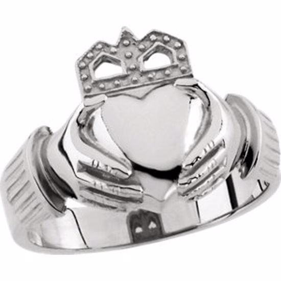 9423:182684:P Platinum 15x11mm Men's Claddagh Ring
