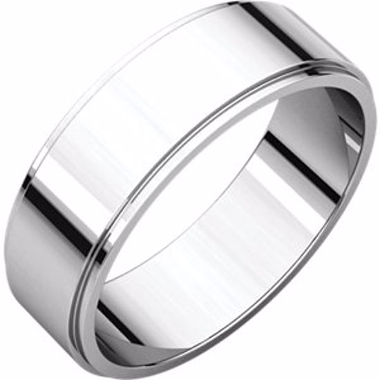 FE12:150563:P 10kt White 6mm Flat Edge Band