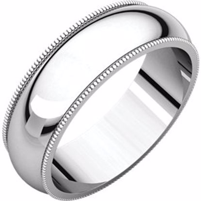 MG12.5:149791:P 10kt White 6mm Milgrain Band