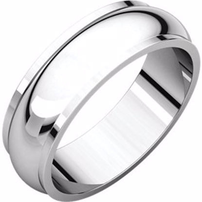 HRE9:149356:P 10kt White 6mm Half Round Edge Band