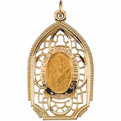 R41327:163585:P 14kt Yellow 31.5x19mm St. Christopher Medal