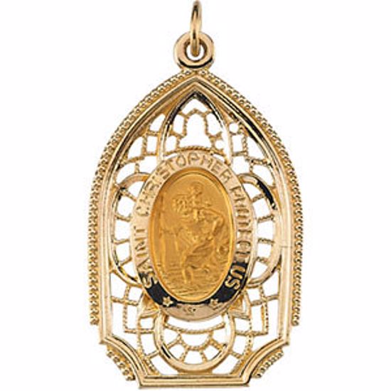 R41327:163585:P 14kt Yellow 31.5x19mm St. Christopher Medal