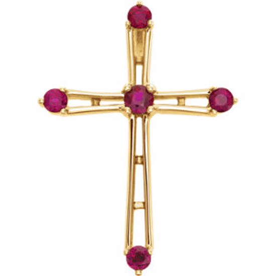 R80073R:163751:P 14kt Yellow Ruby Cross Pendant