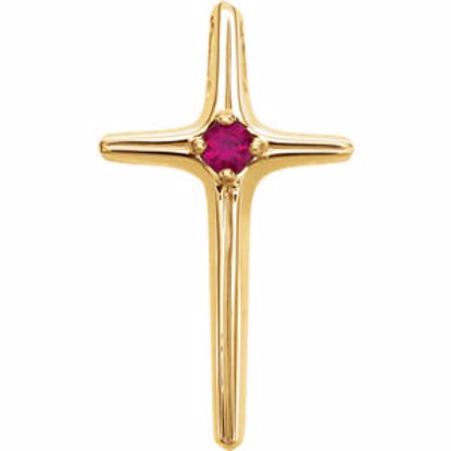 R80067R:163743:P 14kt Yellow Ruby Cross Pendant