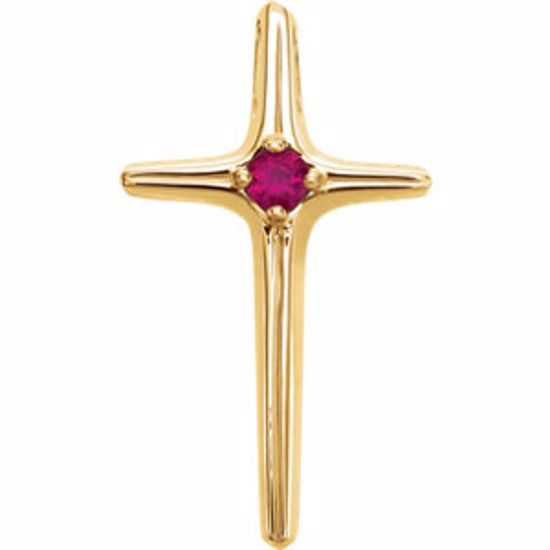 R80067R:163743:P 14kt Yellow Ruby Cross Pendant