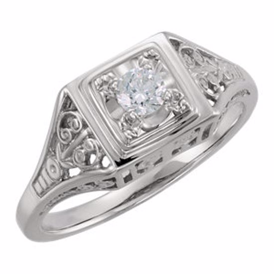 60338:207589:P 14kt White 1/6 CTW Diamond Filigree Ring