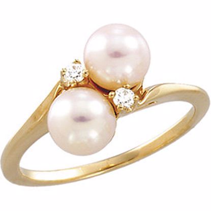 60603:209181:P Akoya Cultured Pearl & Diamond Bypass Ring