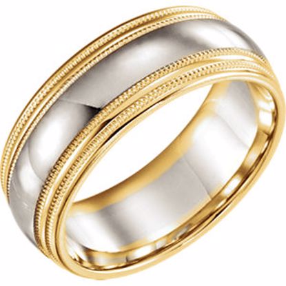 5970:221607:P 18kt Yellow 8mm Double Milgrain Band Size 6.5