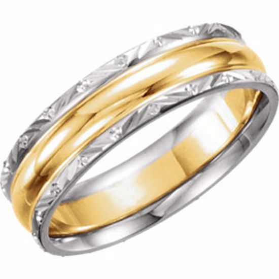 5633:222259:P 18kt Yellow & Platinum 6mm Design Band Size 6