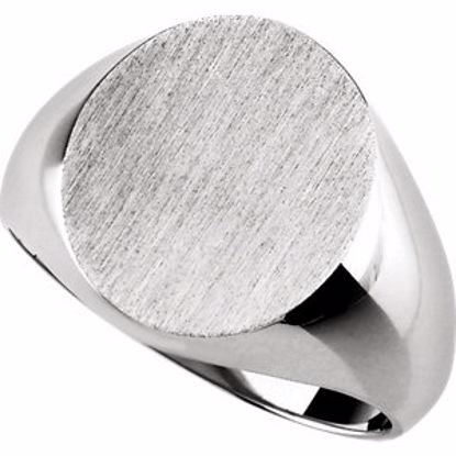 9600:228855:P Platinum 18x16mm Men's Signet Ring with Brush Finish