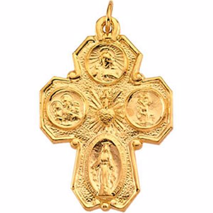 R41344:235485:P 14kt Yellow 28x21mm Four-Way Medal