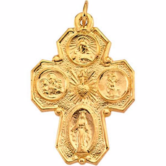 R41344:235485:P 14kt Yellow 28x21mm Four-Way Medal