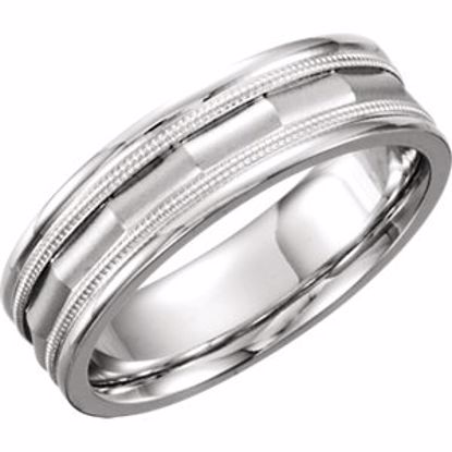50187:235877:P 14kt White 6mm Design Band Size 6.5