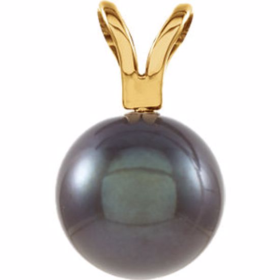 61620:251721:P 14kt Yellow 7mm Black Akoya Pearl Pendant