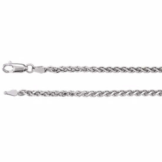 CH522:242122:P 14kt White 2.75mm Diamond Cut Wheat 16" Chain
