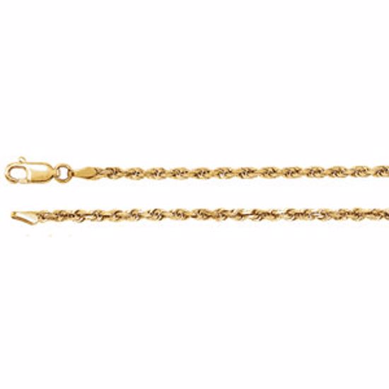 CH513:242153:P 14kt Yellow 2.5mm Diamond Cut Rope 7" Chain
