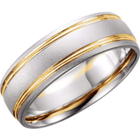 50240:254544:P 14kt White & Yellow 7mm Band Size 5.5