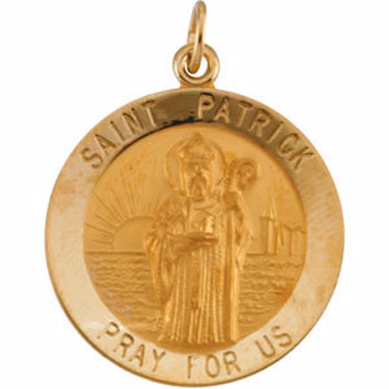 R16325:254873:P 14kt Yellow 22mm Round St.Patrick Medal