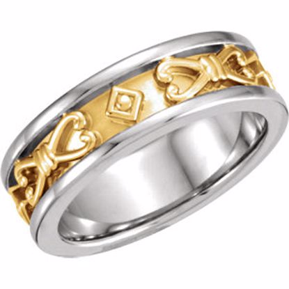 50232:280755:P 14kt White/14kt Yellow Etruscan-Inspired Band