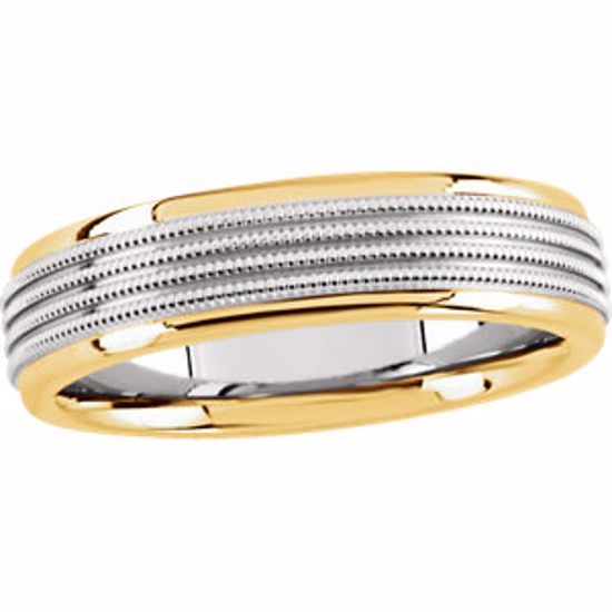 50473:288503:P 14kt Yellow & White 6mm Milgrain Band Size 6.5
