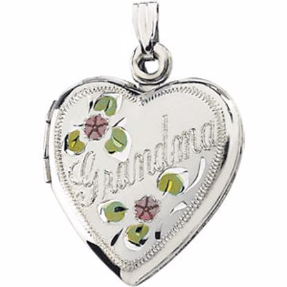 23039:293896:P Sterling Silver Grandma Heart Shape Locket