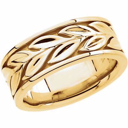 50397:286481:P 10kt Yellow 8mm Leaf Design Band Size 5