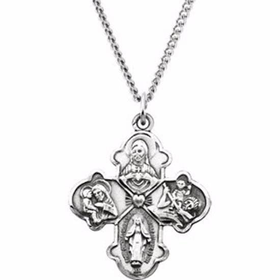 R41440:302045:P Sterling Silver 31x26.25mm Four-Way Cross 24" Necklace