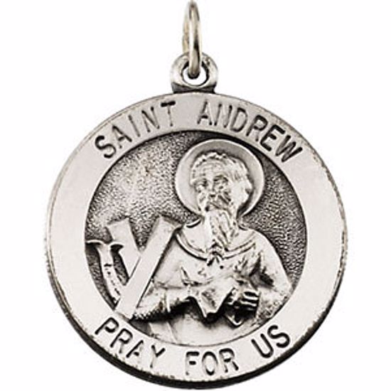 R16331:304356:P Sterling Silver 18.5mm Round St. Andrew Medal