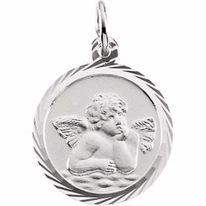 R16952:305397:P 14kt White 14mm Angel Medal