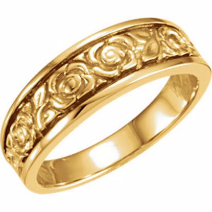 5119:6186:P 14kt Yellow 6mm Floral Design Band