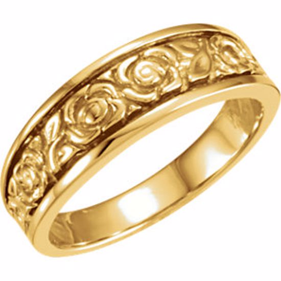 5119:6186:P 14kt Yellow 6mm Floral Design Band