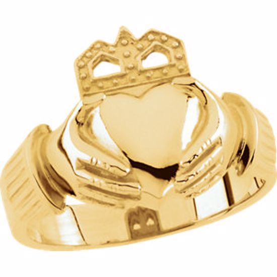 9423:32291:P 14kt Yellow 15x11mm Men's Claddagh Ring