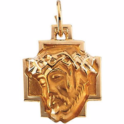 R5056:63266:P 14kt Yellow 12x12mm Face of Jesus Pendant