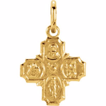 R5036:63235:P 14kt Yellow 8x8mm Four-Way Cross Medal 