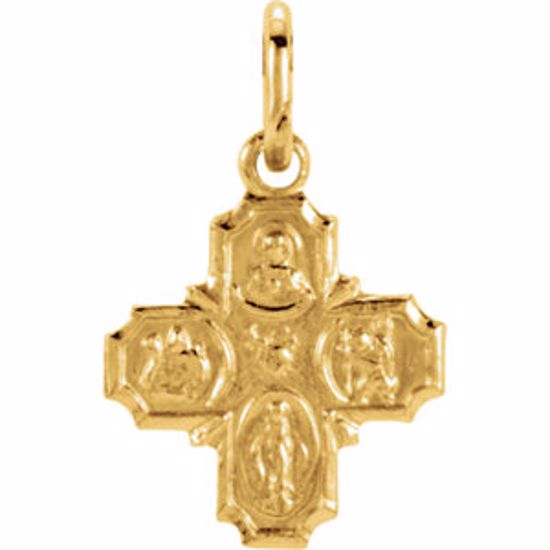 R5036:63235:P 14kt Yellow 8x8mm Four-Way Cross Medal 