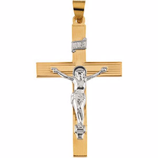 R4041:63160:P 14kt Yellow & White 39x26mm Crucifix Pendant