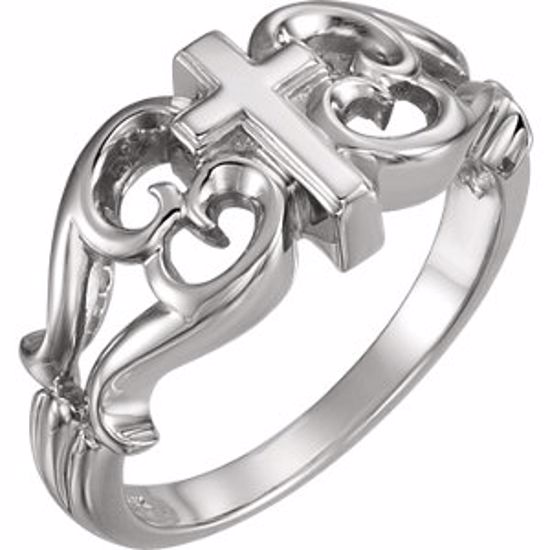 R7053:63568:P 14kt White Cross Ring