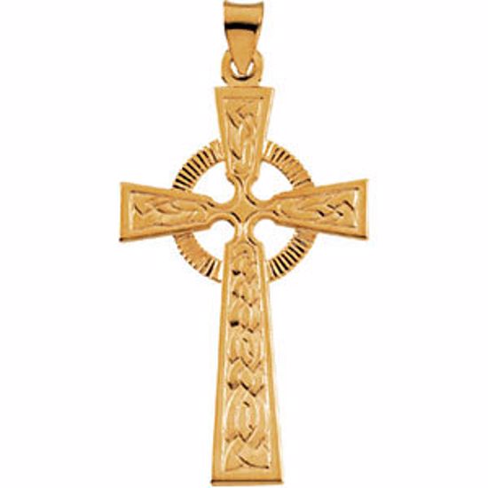R16116:66852:P 14kt Yellow 40x25mm Fancy Celtic Cross Pendant