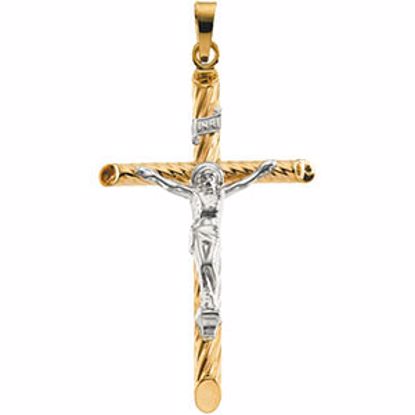 R16143:66918:P 14kt Yellow & White 33x21mm Hollow Crucifix Pendant