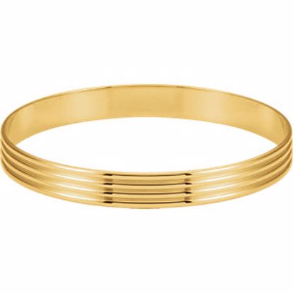 BRC81:102934:P 14kt Yellow 8mm Grooved Bangle Bracelet  