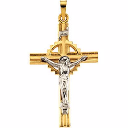 R16248:103689:P 14kt Yellow & White 32x21mm Crucifix Pendant